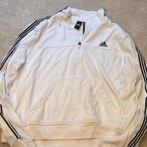 Adidas White Quarter-Zip Pullover
